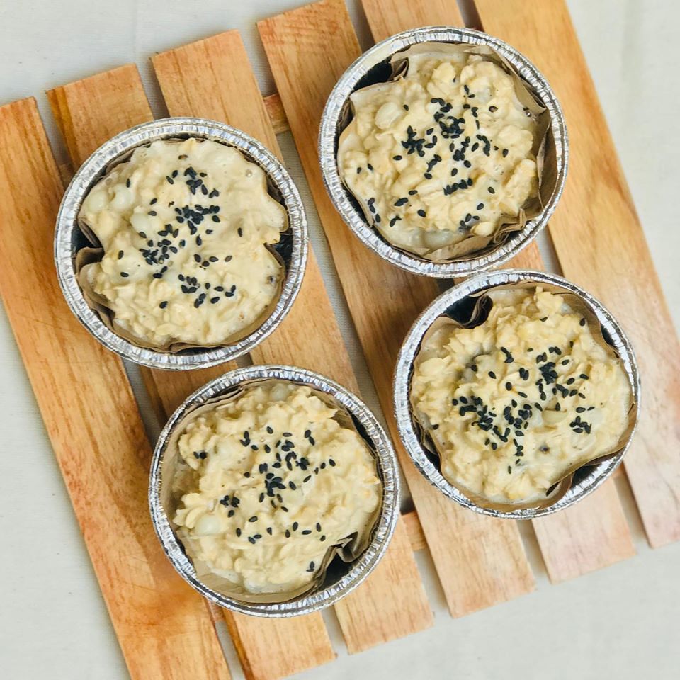 แจกสูตร มัฟฟินข้าวโอ๊ตธัญพืชไส้ถั่วดำ (หม้ออบลมร้อน)